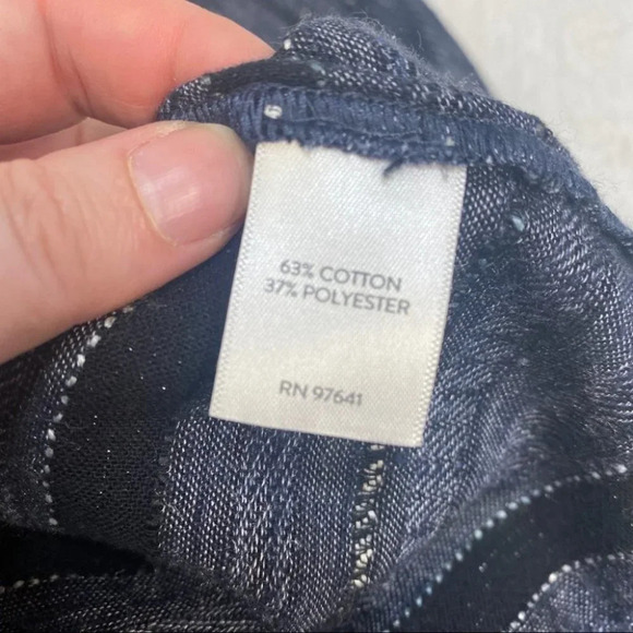 J Jill Pure Textured Striped Blouse Navy Cotton Blend XS - Picture 4 of 6